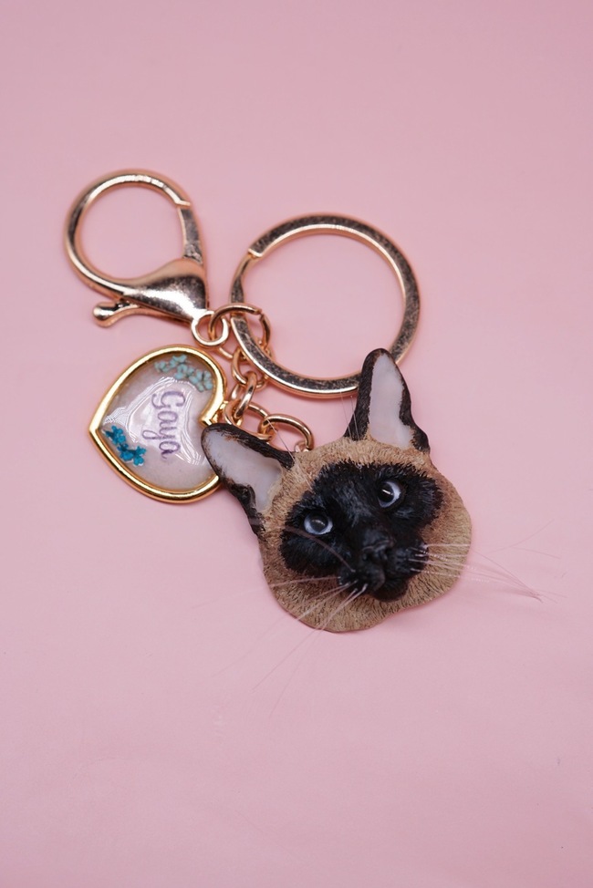 Keychain with a polymer clay face